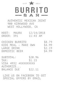 Fast Food Receipt