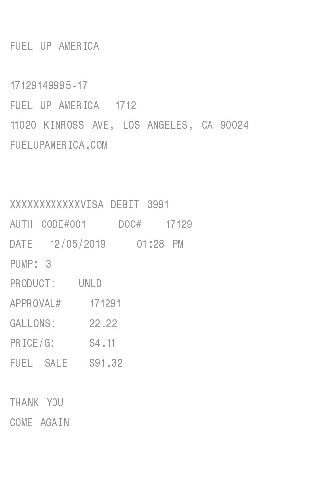 Fuel / Gas Receipt receipt