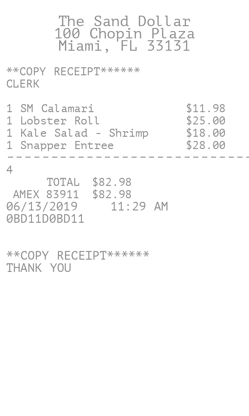 Itemized Restaurant Copy  receipt