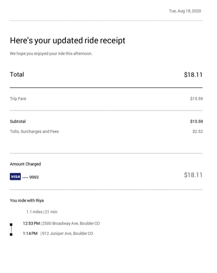 Generate A Uber Rideshare Receipt MakeReceipt Receipt Maker
