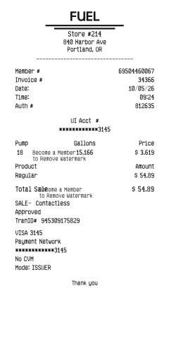 Club Pump Receipt