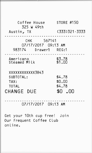 Coffee Receipt receipt