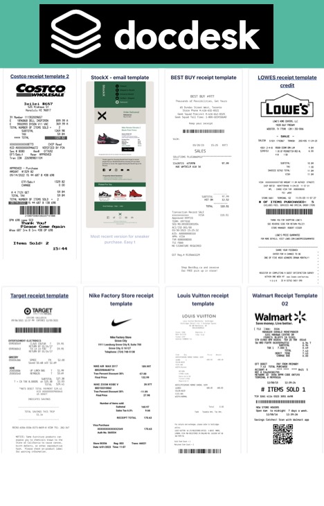 Docdesk receipt templates for anything