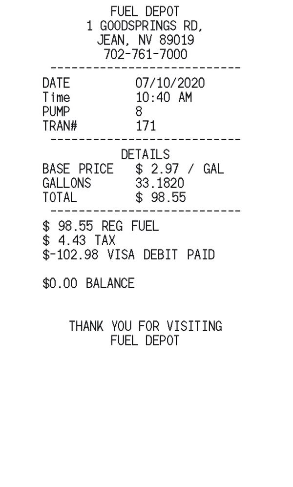 Gas Station Receipt receipt