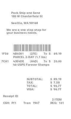 Shipping Mailing Receipt