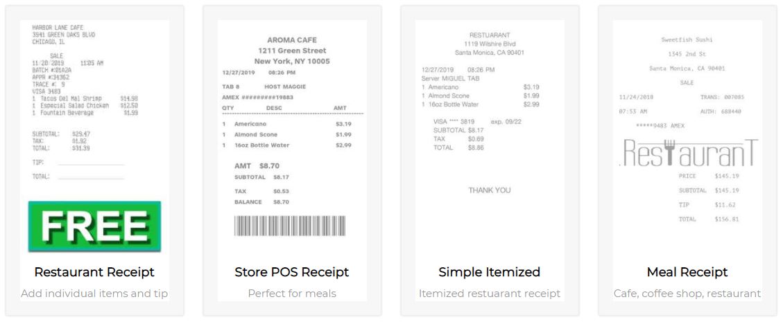 Receipt Template for Restaurant Receipts – MakeReceipt